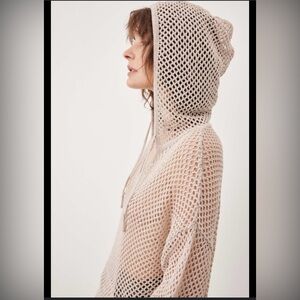 Tahari Women's Cream Mesh Hoodie